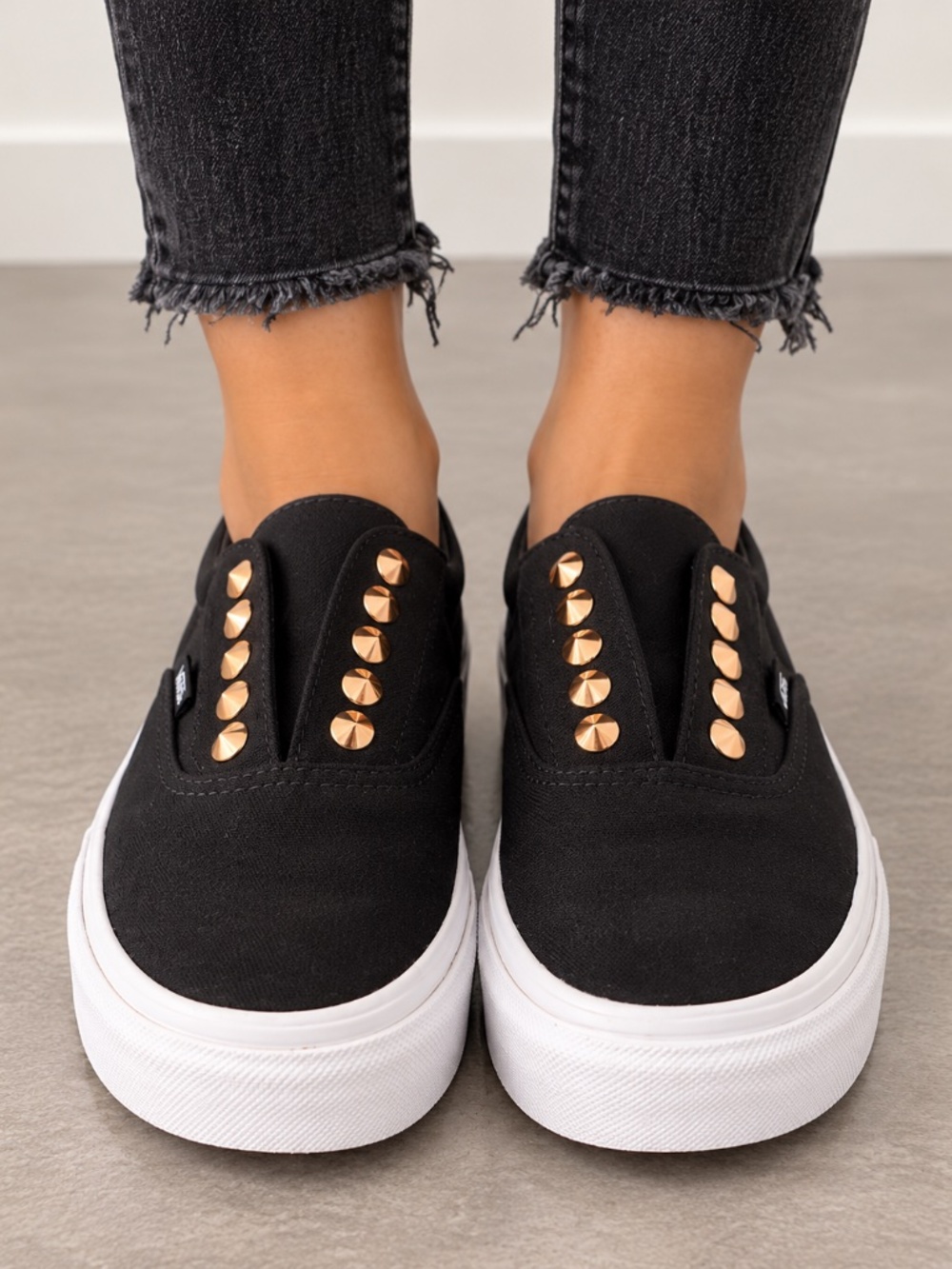 Vans Black Studded Slip On Sneakers Size 8